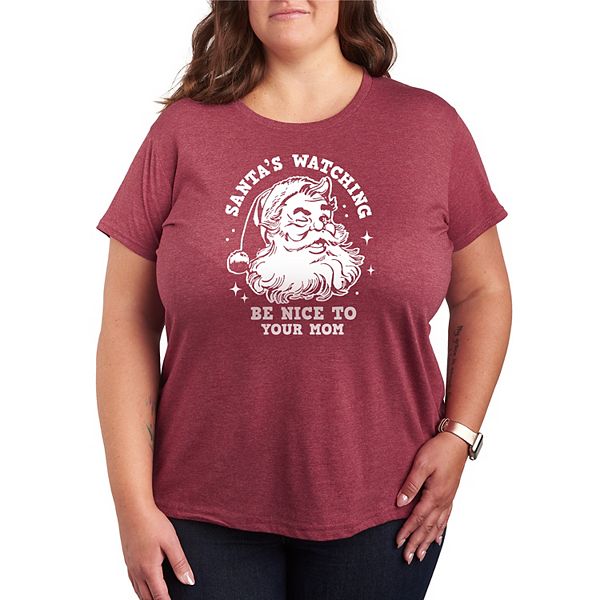 

Футболка Plus size с принтом "Santa's watching be nice to your mom" Licensed Character, Heather Wine, Красный, Футболка Plus size с принтом "Santa's watching be nice to your mom" Licensed Character, Heather Wine