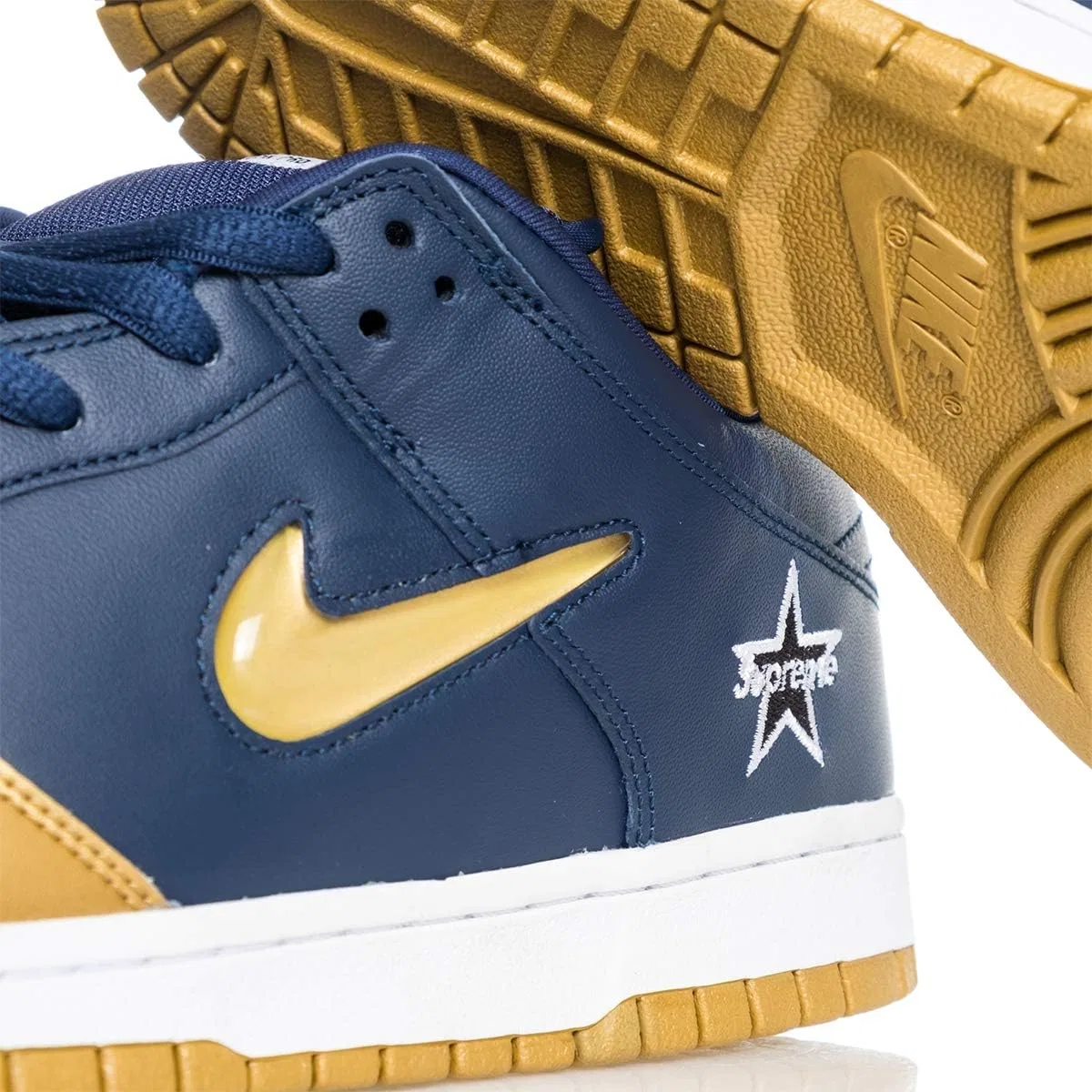 Кроссовки Nike SB Dunk Low Supreme, Navy/Gold — фото 2