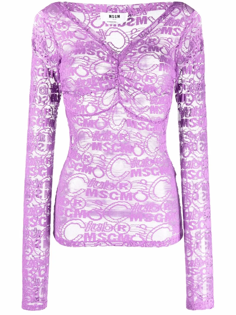 

Кружевной топ с длинными рукавами MSGM, фиолетовый