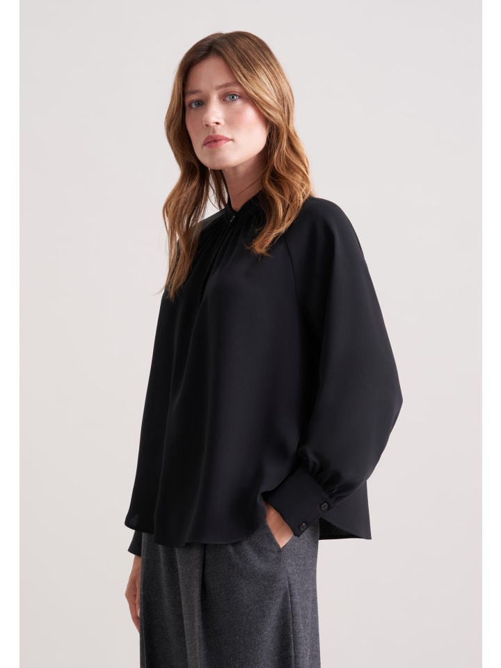 

Блузка с воротником-стойкой, свободного кроя, черного цвета Seidensticker