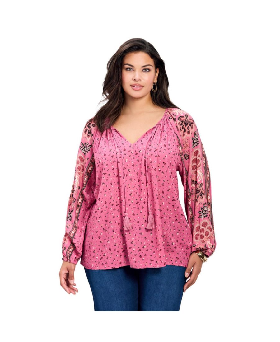 

Женская крестьянская блузка Eliana с принтом по краю и рукавами AVENUE, Rose ditsy border