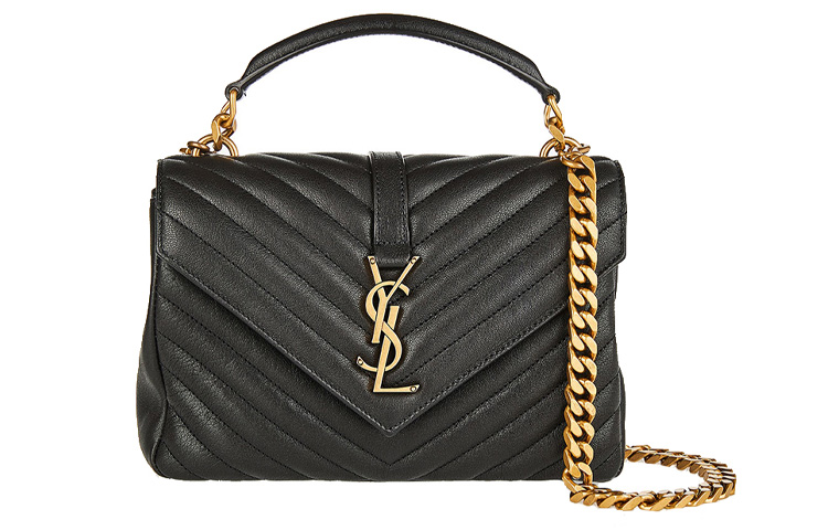 

Сумка через плечо с логотипом в виде бляшки стеганая черная SAINT LAURENT