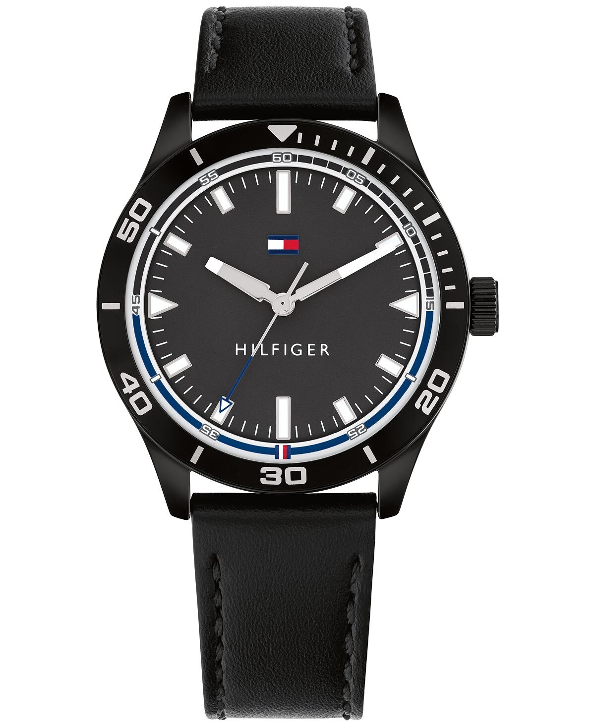 

Мужские часы с черным кожаным ремешком 38 мм Tommy Hilfiger