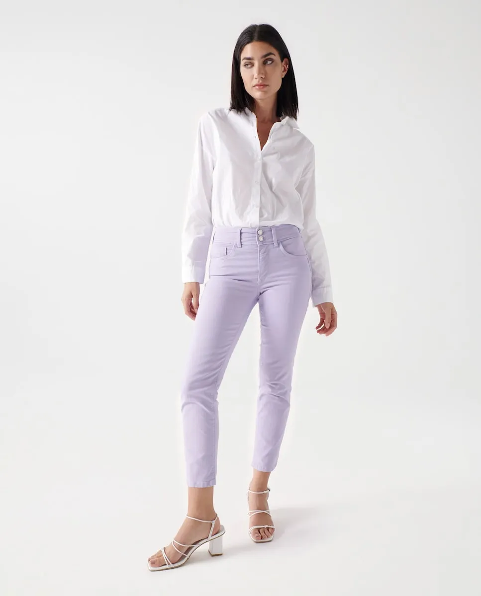 

Женские джинсы-скинни Secret с высокой талией, укороченные и облегающие Salsa Jeans, сиреневый