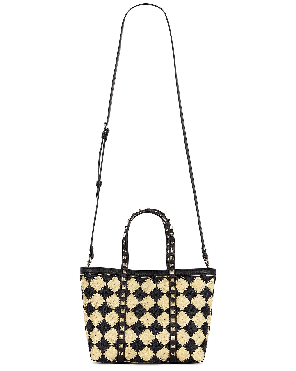 

Raffia Mini Rockstud Сумка-тоут Valentino Garavani, Naturale & Nero