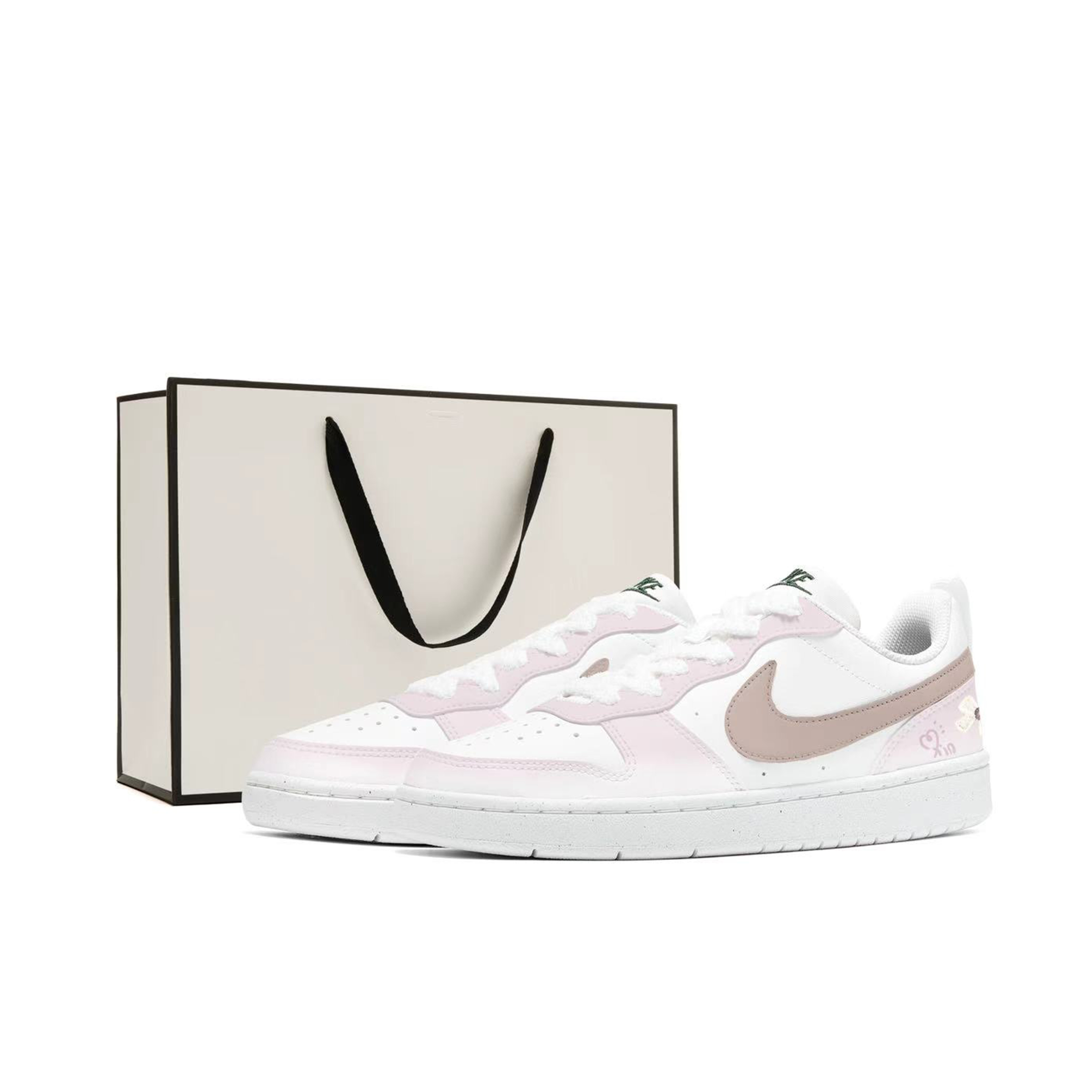 

Court Borough нескользкая, устойчивая к истиранию, амортизирующая, дышащая детская обувь для скейтбординга pink brown Nike, розовый