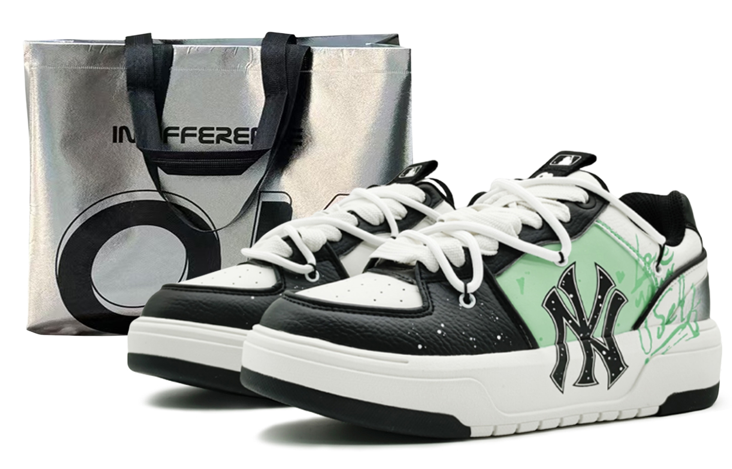 

MLB Кроссовки для скейтбординга Her Power с защитой от истирания, низкие, массивные, унисекс, зеленые и белые, цвет Green White