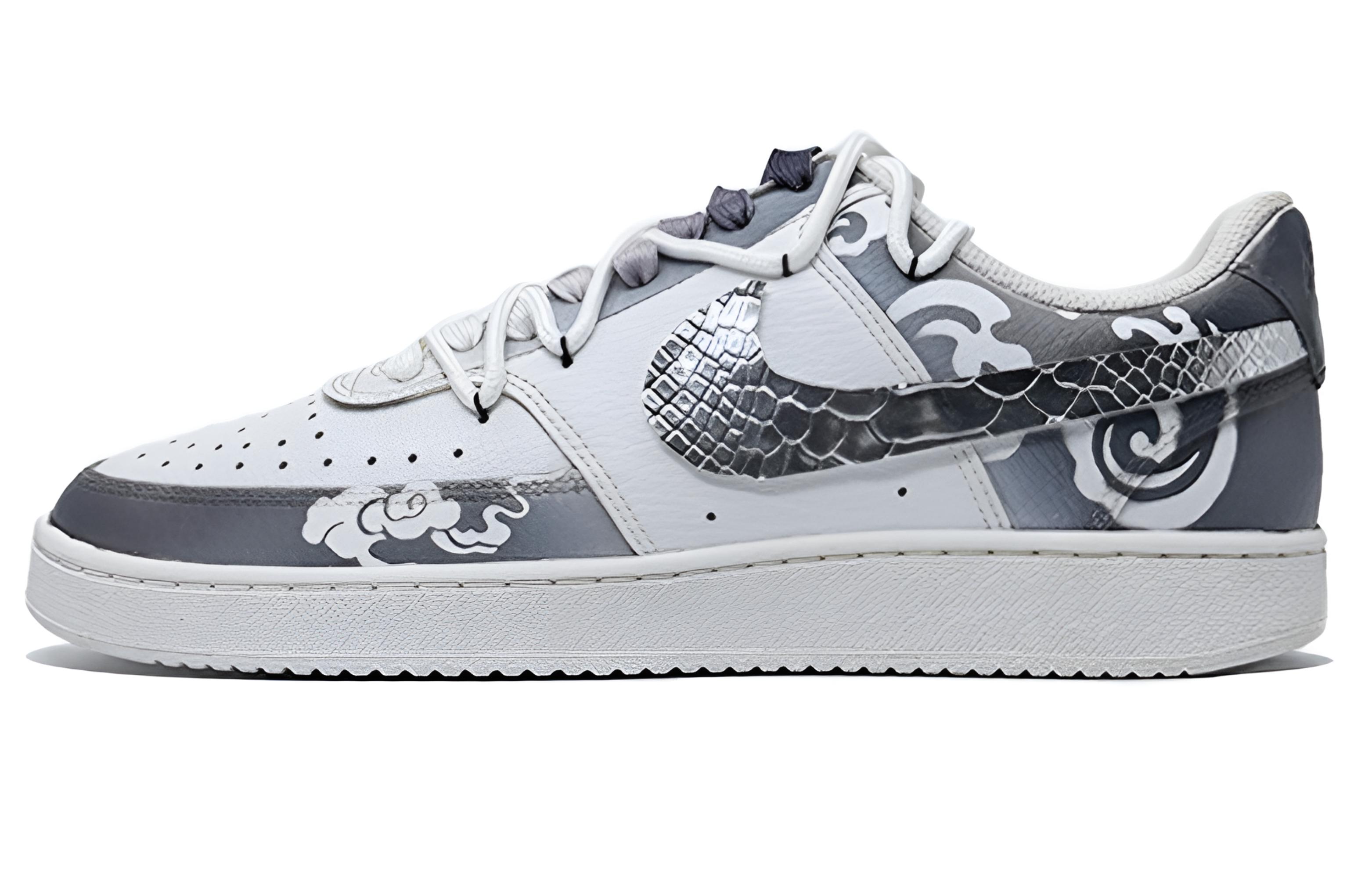 

Nike Мужские износостойкие низкие скейтбордные кроссовки Court Vision 1, белый с черными элементами