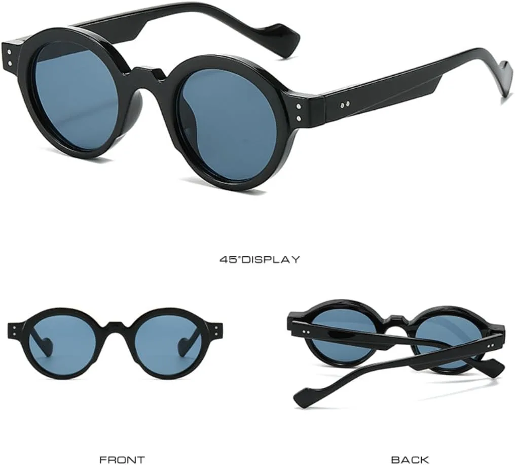 

Винтажные круглые солнцезащитные очки для мужчин, классические, в маленькой оправе, для женщин, роскошные, черные, с защитой от УФ-излучения UV400 VFDHN, Black