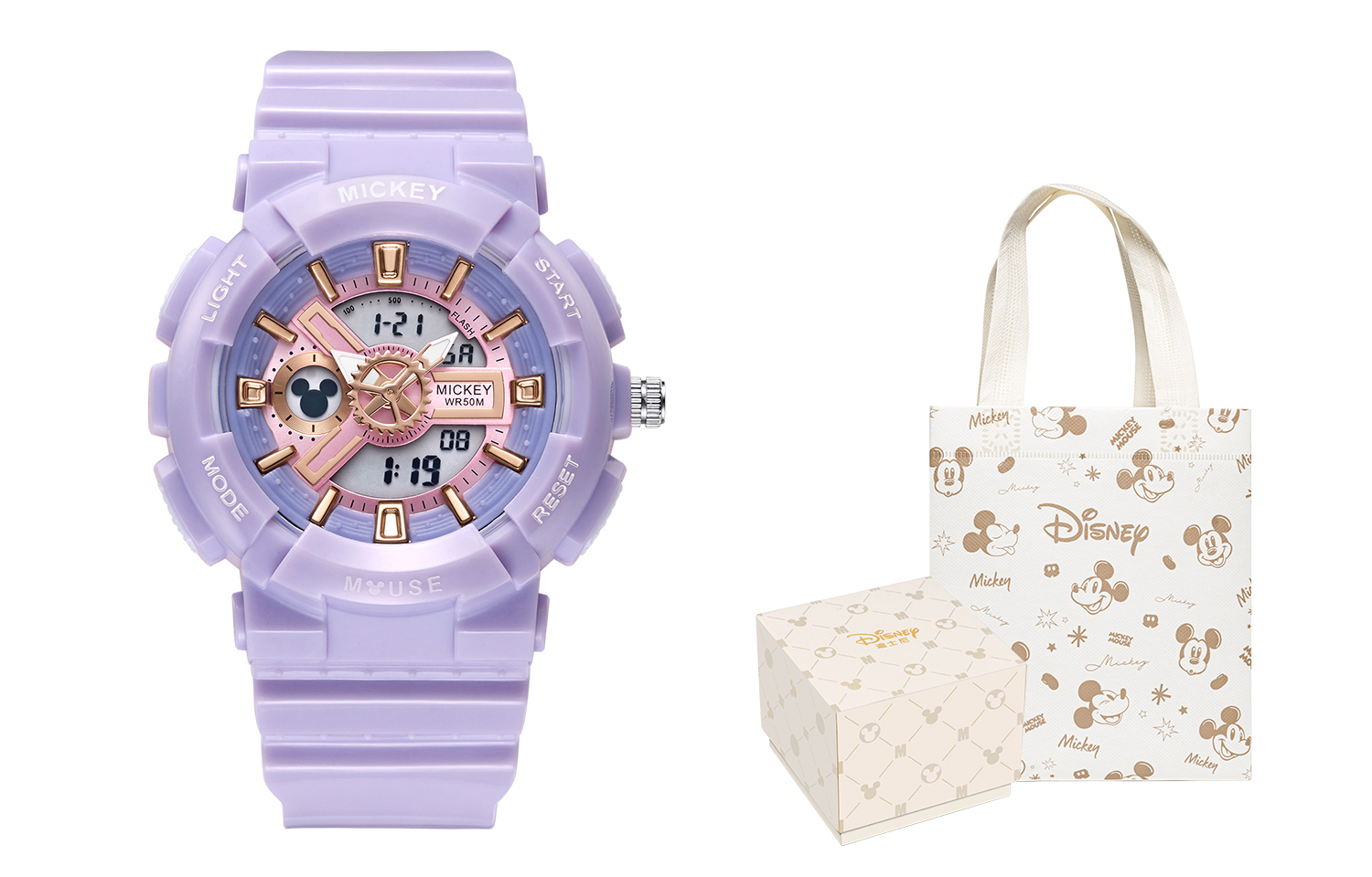 

Disney Часы Mickey Series Quartz Movement Silicone Strap Watch Unisex Purple Watch Dial