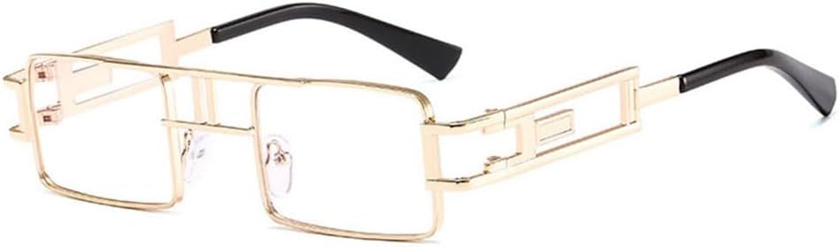 

Солнцезащитные очки в стиле ретро-панк прямоугольной формы для женщин, с ажурной металлической оправой, в стиле стимпанк для мужчин, с защитой от ультрафиолета UV400 HDUBFY, Golden Clear