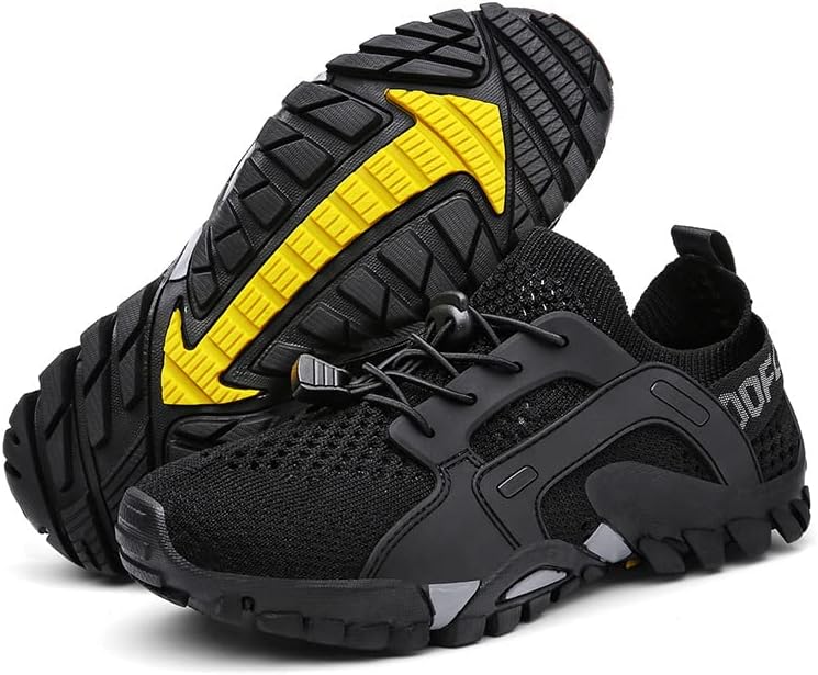 

Мужские водные кроссовки для походов большого размера, трейловые кроссовки, легкие, быстро сохнущие, с противоскользящей подошвой для рыбалки, треккинга и прогулок по рекам Qacksv, черный