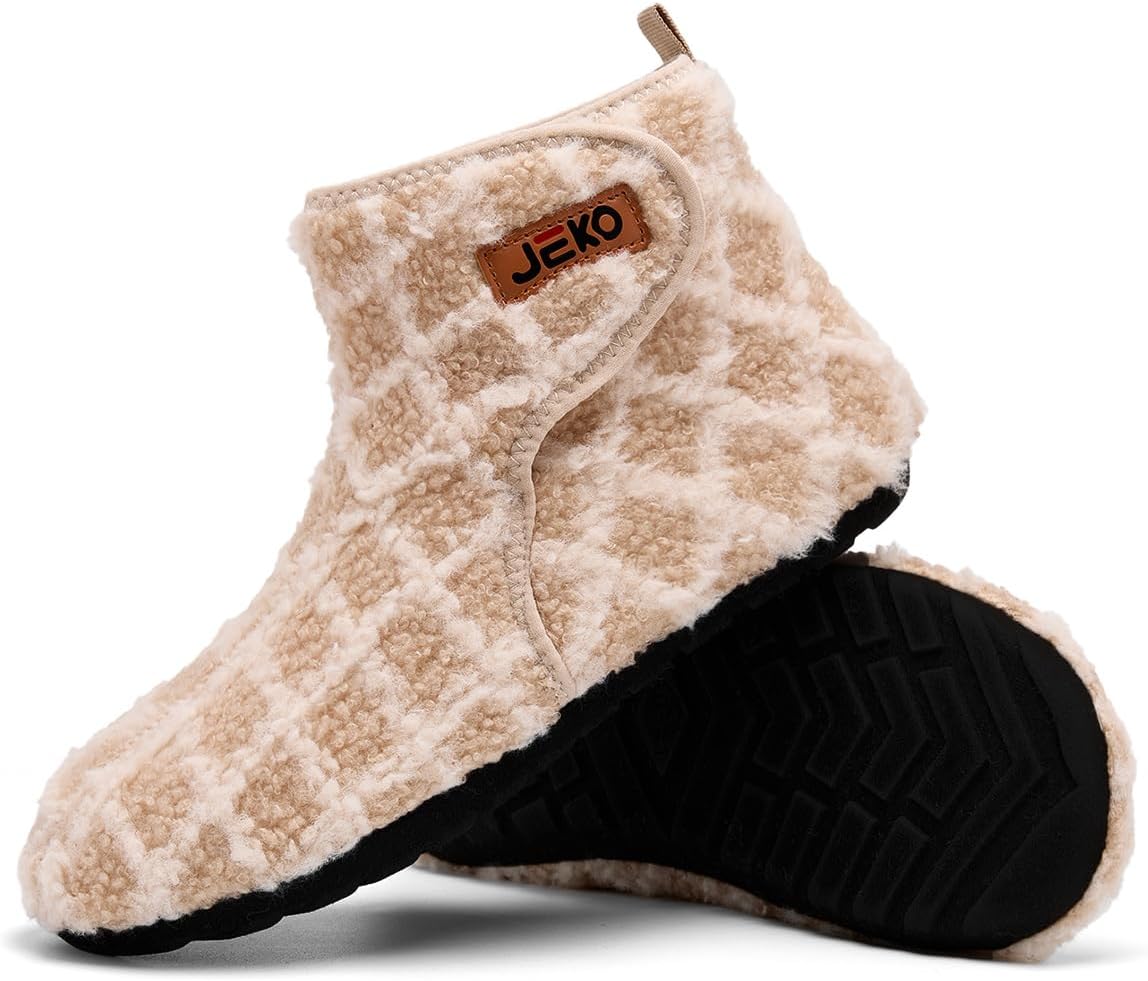 

Домашние тапочки-ботиночки UUBARIS для женщин и мужчин, теплые, с мехом, для дома и улицы, для путешествий, белый/коричневый