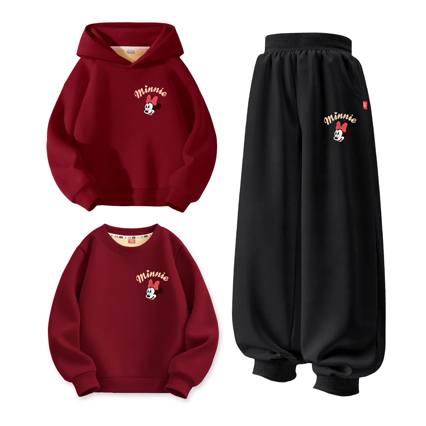 Disney Kids Tang Suits Crew Neck, [Thickened and Fleece-Lined]DiHO Lifting K Burgundy+DiHO Lifting K Navy Blue+DiHO Lifting K Burgundy — фото 3