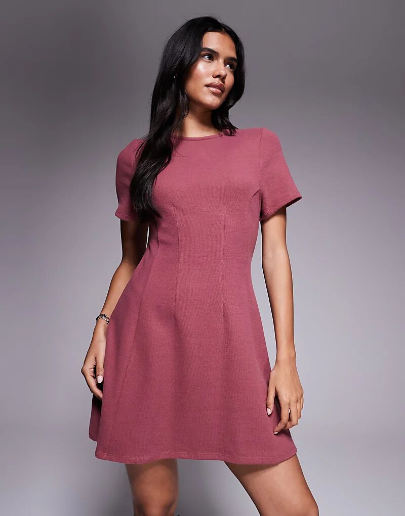 

Супермягкое мини-платье ASOS DESIGN с декоративными швами в цвете пыльно-розовый