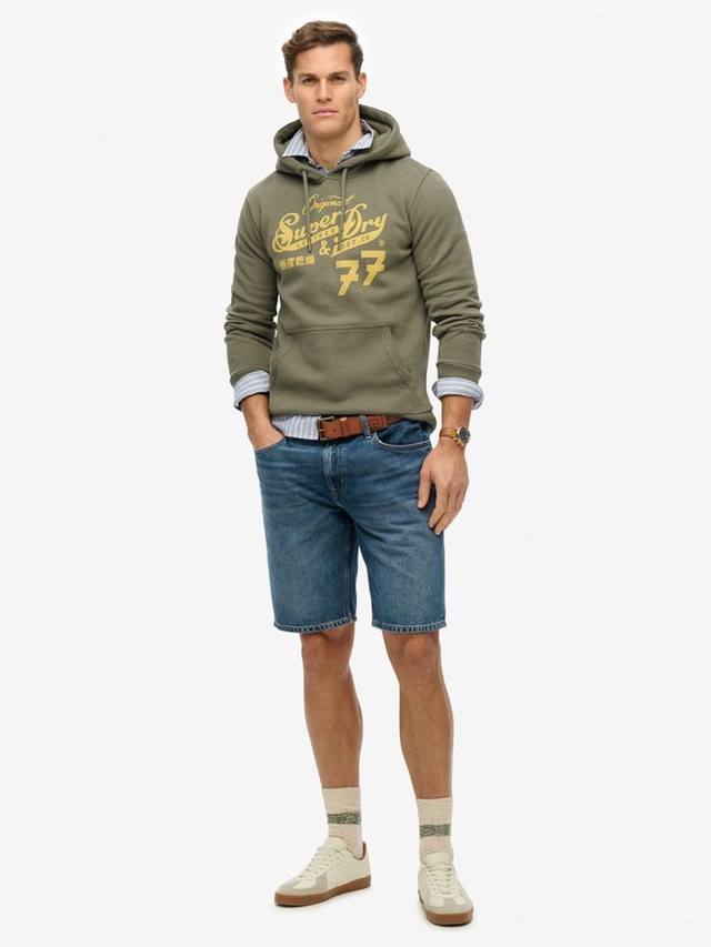 

Толстовка leather & boot co script с капюшоном Superdry, цвет Dark Khaki