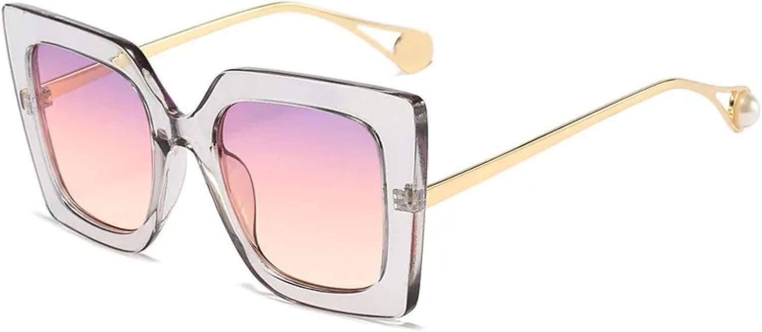 

Модные солнцезащитные очки «кошачий глаз» для женщин и мужчин, с градиентными линзами, из сплава металла, класса люкс, с защитой от УФ-излучения UV400 TKKTLLT, Purple Pink