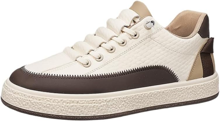 

Мужские модные кожаные спортивные кроссовки- в стильном скейтбордическом стиле. Легкие, удобные и амортизирующие. Подходят для всех сезонов Clolinde, коричневый/бежевый