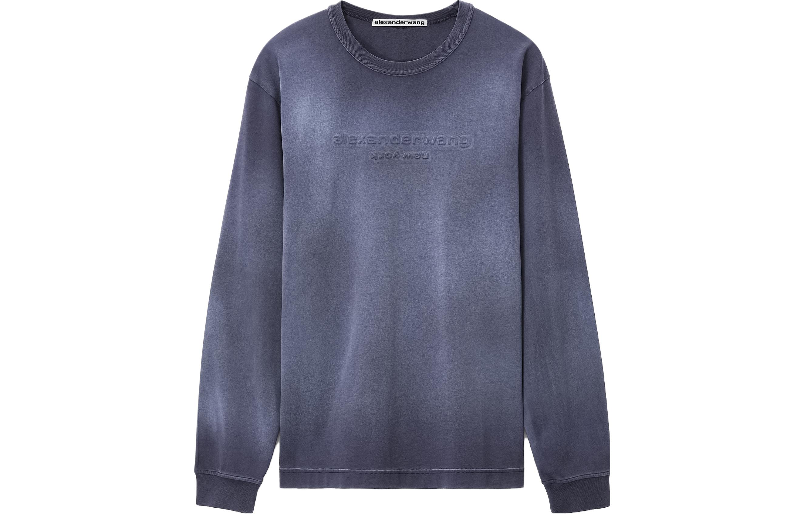 Футболка с тисненым логотипом Alexander Wang, темно-синяя — фото 2
