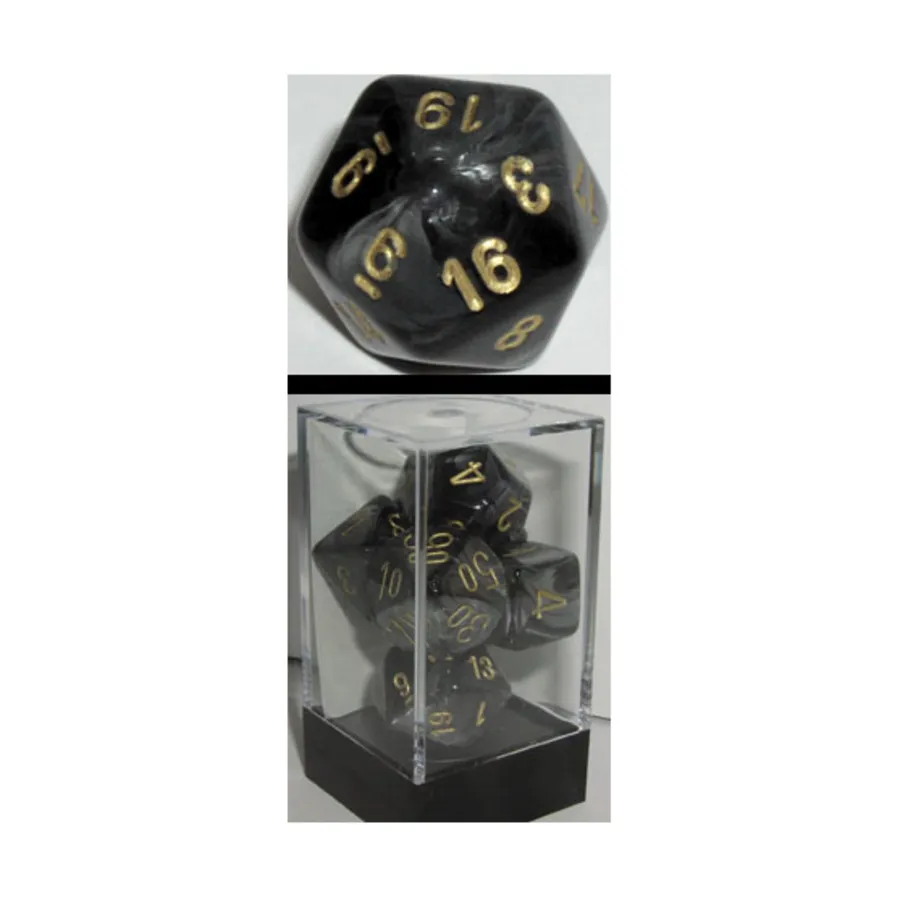 

Поли-комплект черный с золотом (7), Dice - Lustrous - Poly Sets (Chessex)