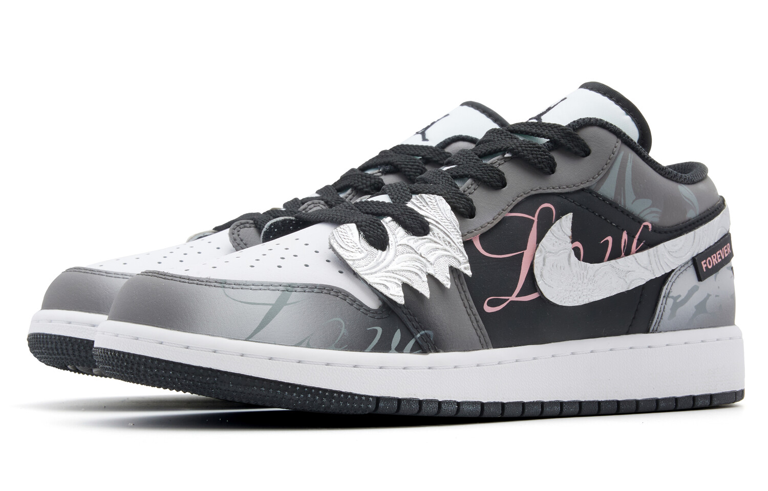 Кроссовки Air Jordan 1 Vintage Basketball Shoes Women's Low-top Grey/silver/black, серый — фото 2