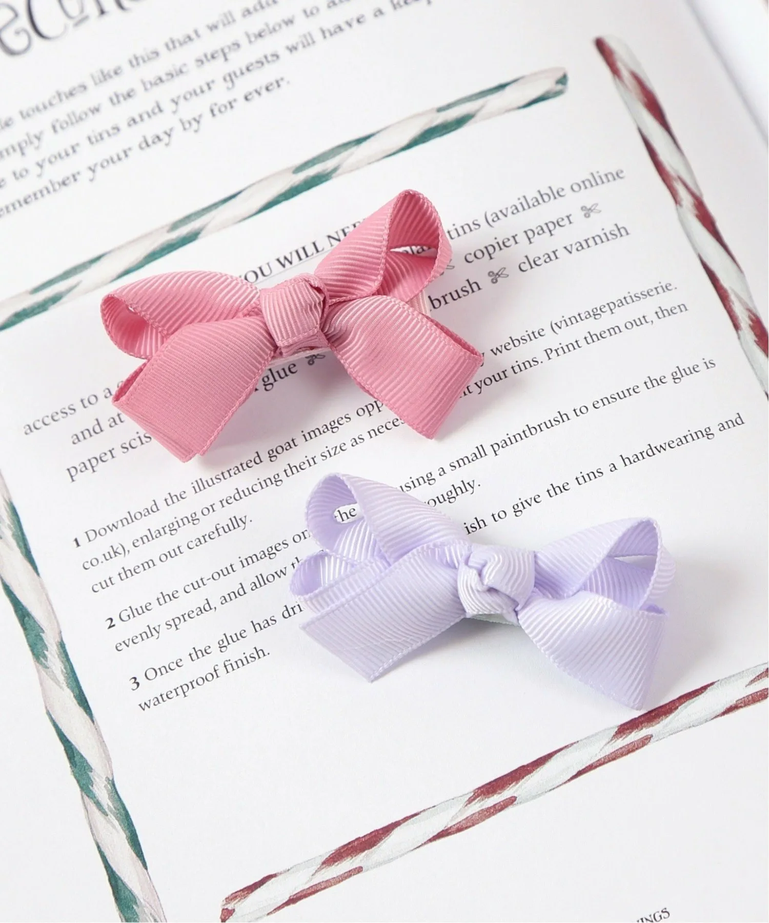 Небольшая заколка для волос с лентой (набор из 2 штук) Panpantutu, Prima Ribbon Rose x Lavender
