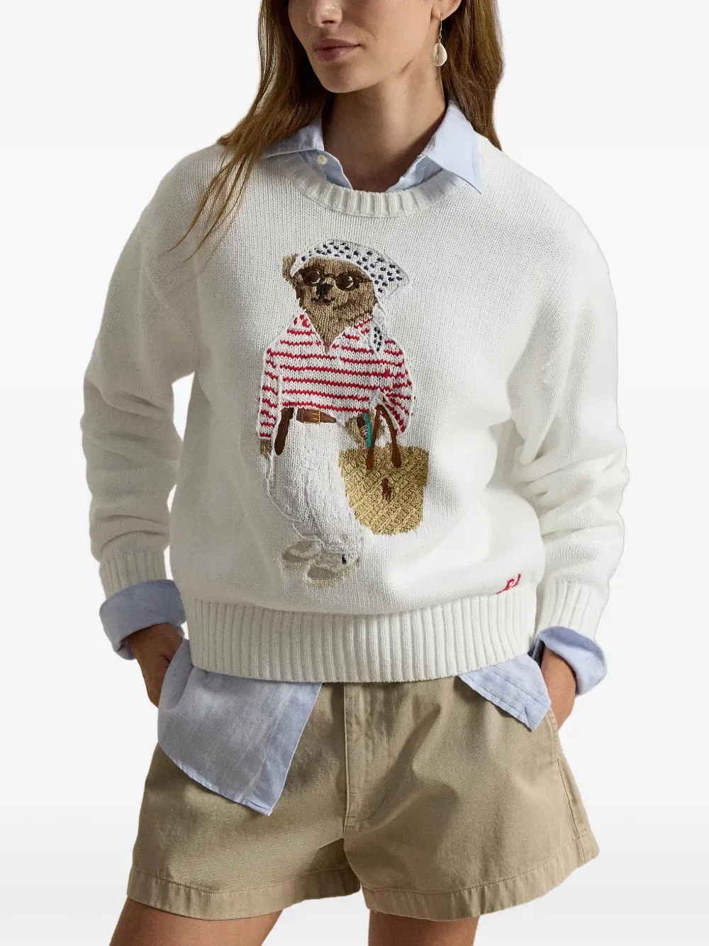 Свитер Polo с деталями в виде медведя Polo Ralph Lauren, белый — фото 3