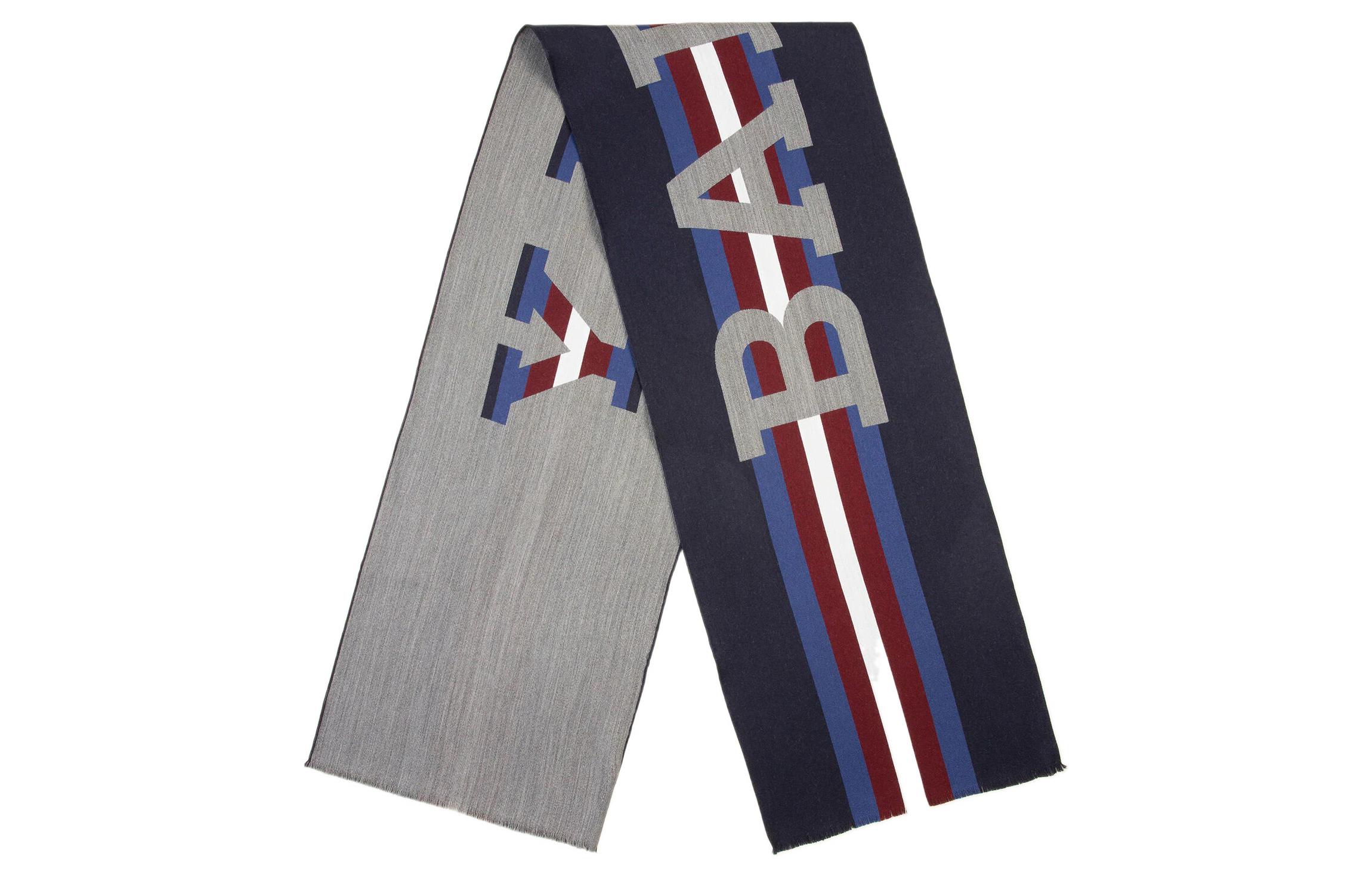 

BALLY Вязаный шарф мужской темно-синий, Marine Blue