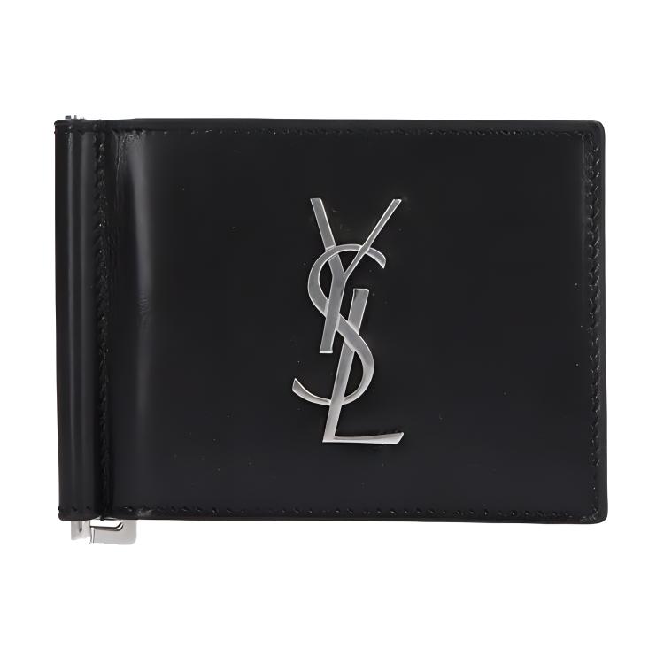 

SAINT LAURENT Монограмма Гладкий кожаный бумажник Мужской черный