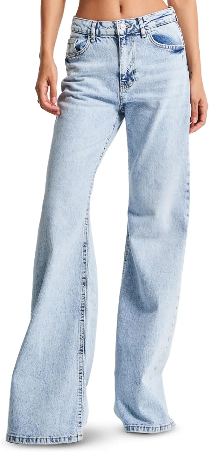 

IT'S BASIC Wide Leg Jeans для женщин, высокие, расслабленный крой