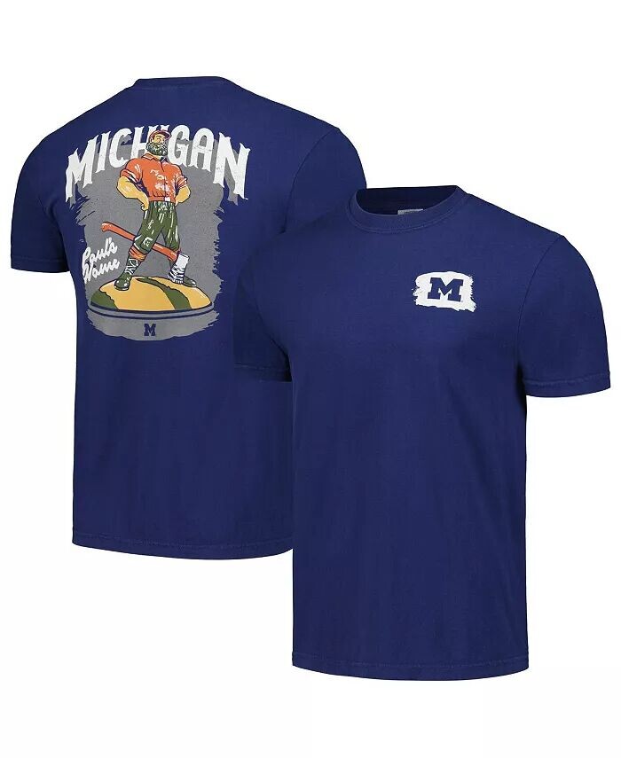 

Мужская и женская темно-синяя футболка Michigan Wolverines Hyper Local Paul Bunyan Trophy Image One, синий