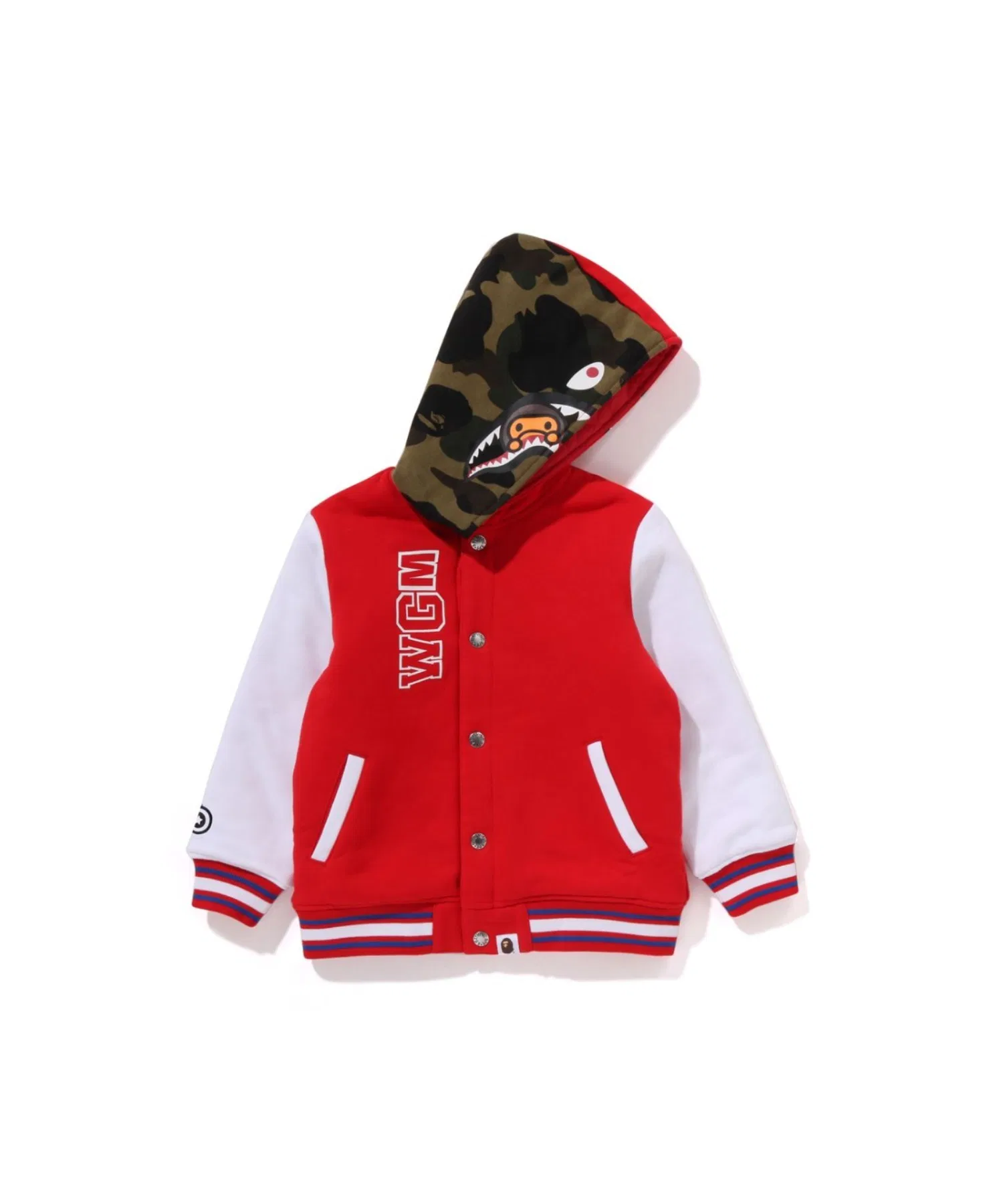 Миллитари-джекет MILO SHARK HOODIE SWEAT VARSITY JACKET A BATHING APE 100% хлопок синий — фото 4