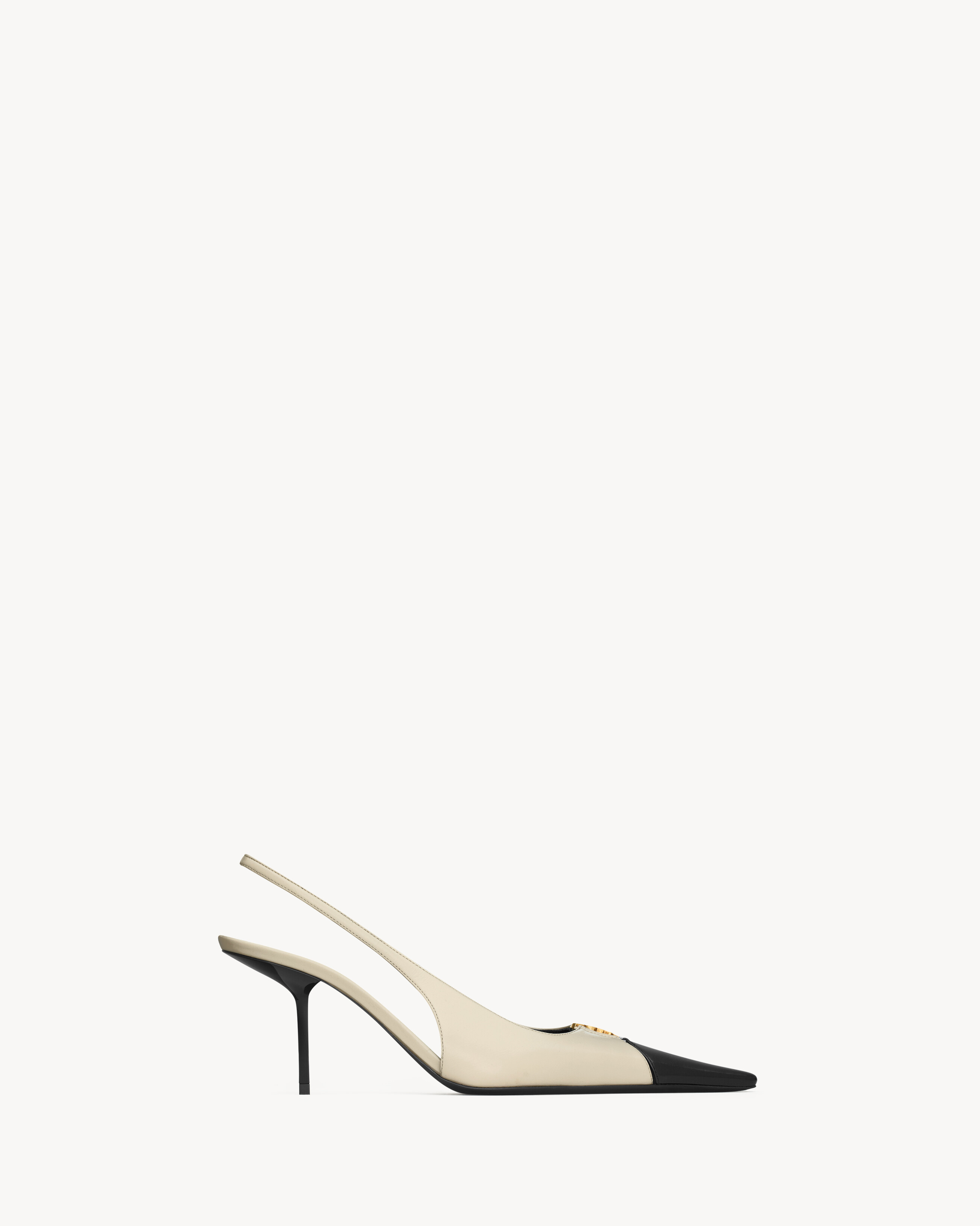 Туфли-лодочки BABYLONE BRETEUIL с открытой пяткой из гладкой кожи SAINT LAURENT, белый