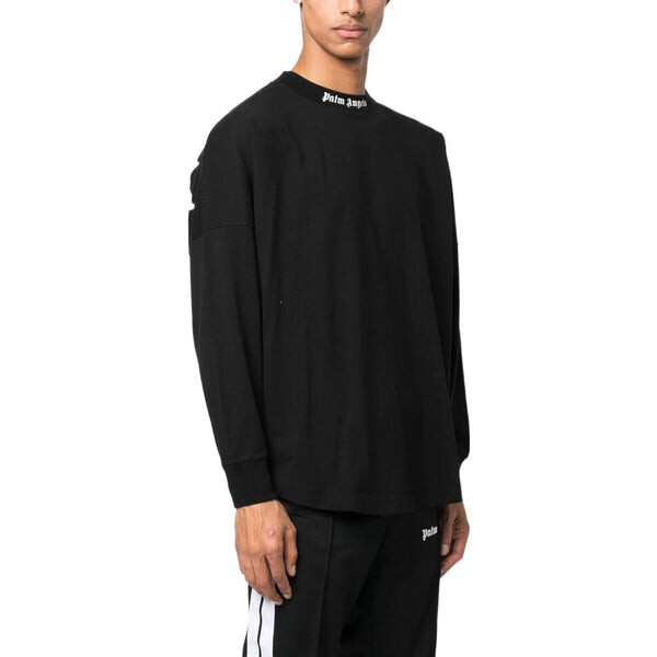 Толстовка fw22 logo mock neck longsleeve t-shirt 'black white' Palm Angels, черный — фото 4