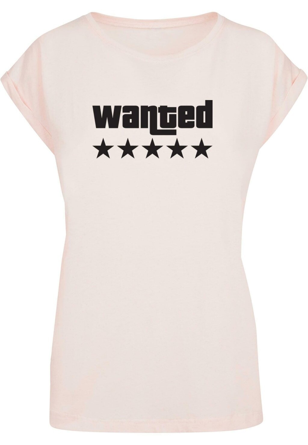 

Футболка с принтом WANTED EXTENDED SHOULDER TEE Merchcode, розовый