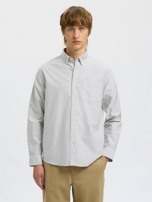 

HOMME Regrick Оксфордская рубашка с длинными рукавами на пуговицах Selected, Forest Night Stripes