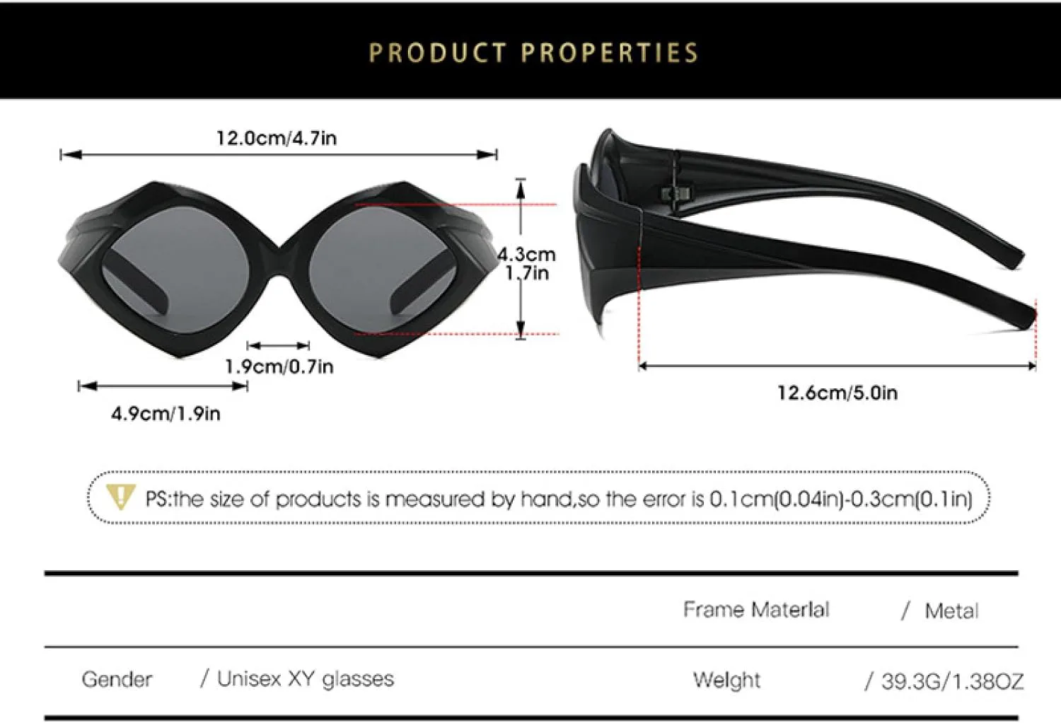 

Крупные солнцезащитные очки неправильной формы в форме ромба для женщин и мужчин, роскошные, винтажные, популярные, в стиле панк, с большой оправой TYUVIVO, Black Red