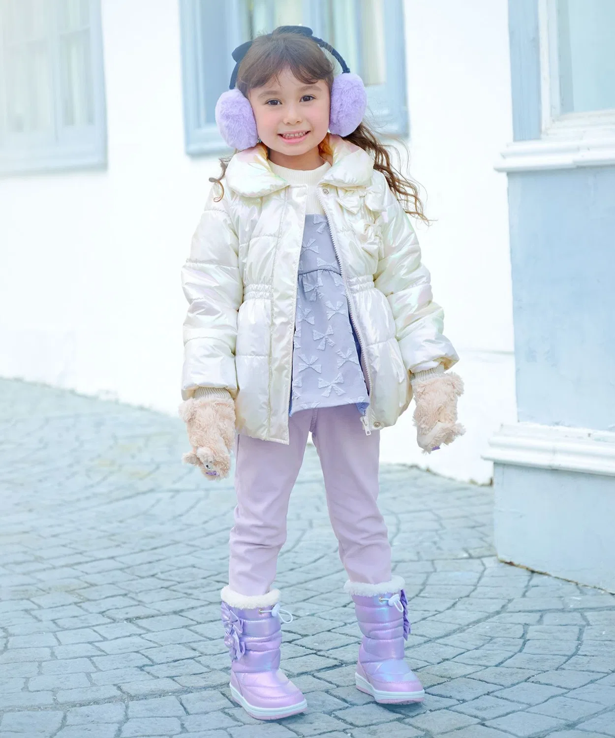 Куртка-кокон с блестящим покрытием any FAM KIDS, средняя длина, цвет слоновая кость — фото 3