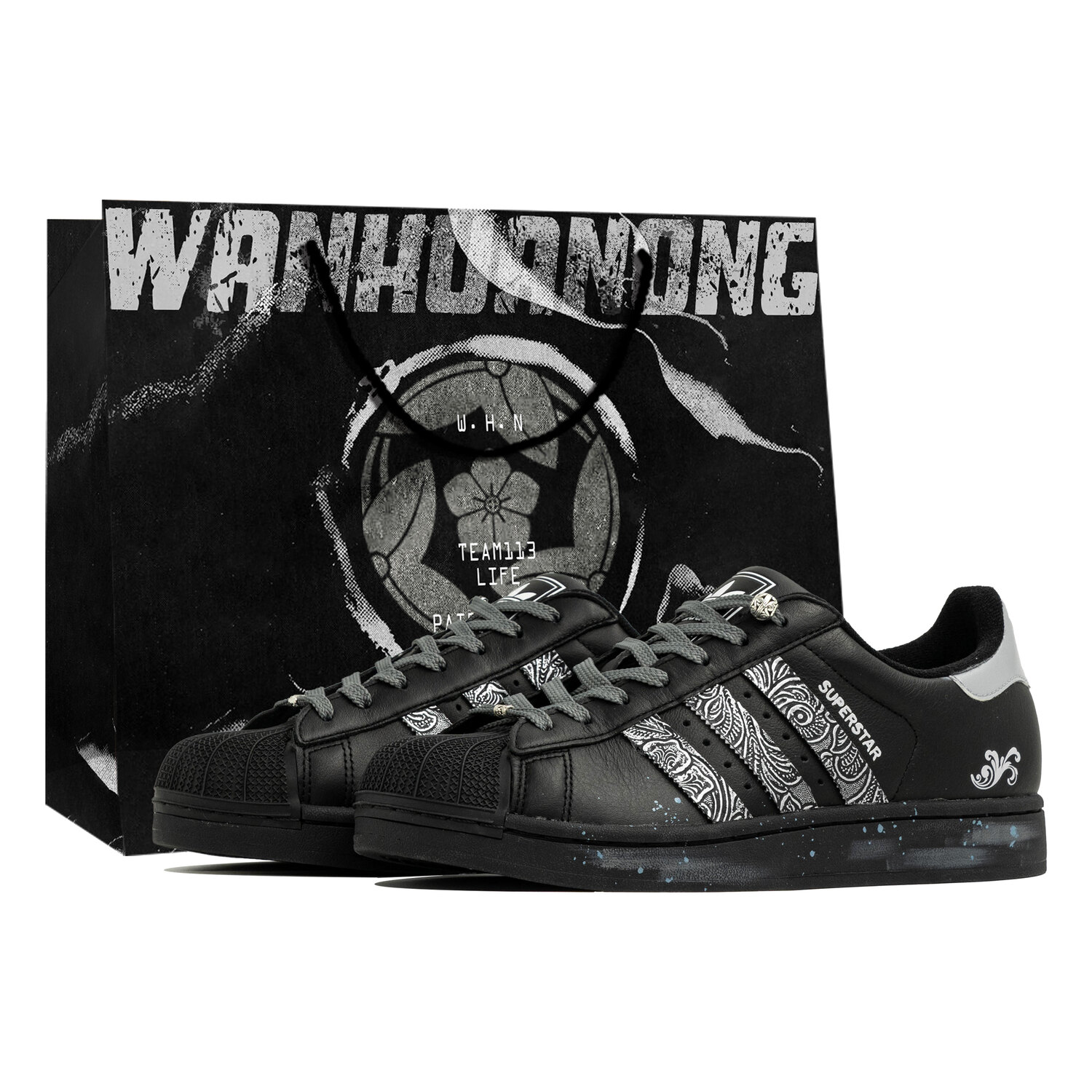 

Adidas Originals Superstar 2 Wan Hua Nong, Silver Thread, Shopping Bag, Abrasion Resistant, низкие кроссовки для скейтбординга