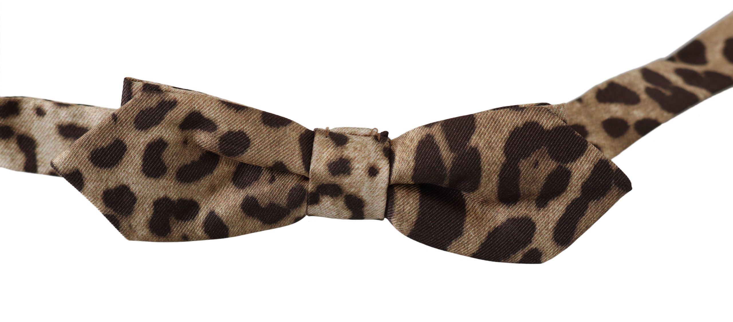 Изысканный шелковый галстук-бабочка с леопардовым принтом Dolce & Gabbana, цвет Brown Leopard — фото 2