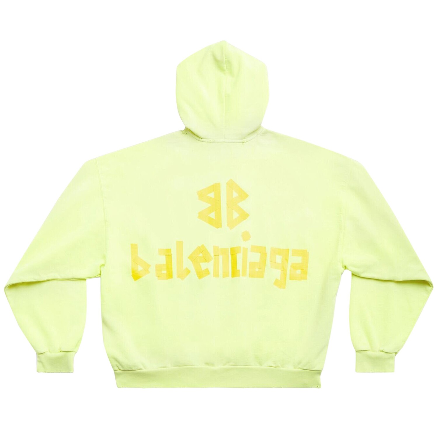 Balenciaga Худи с рваными карманами, цвет Желтый флуоресцентный — фото 2