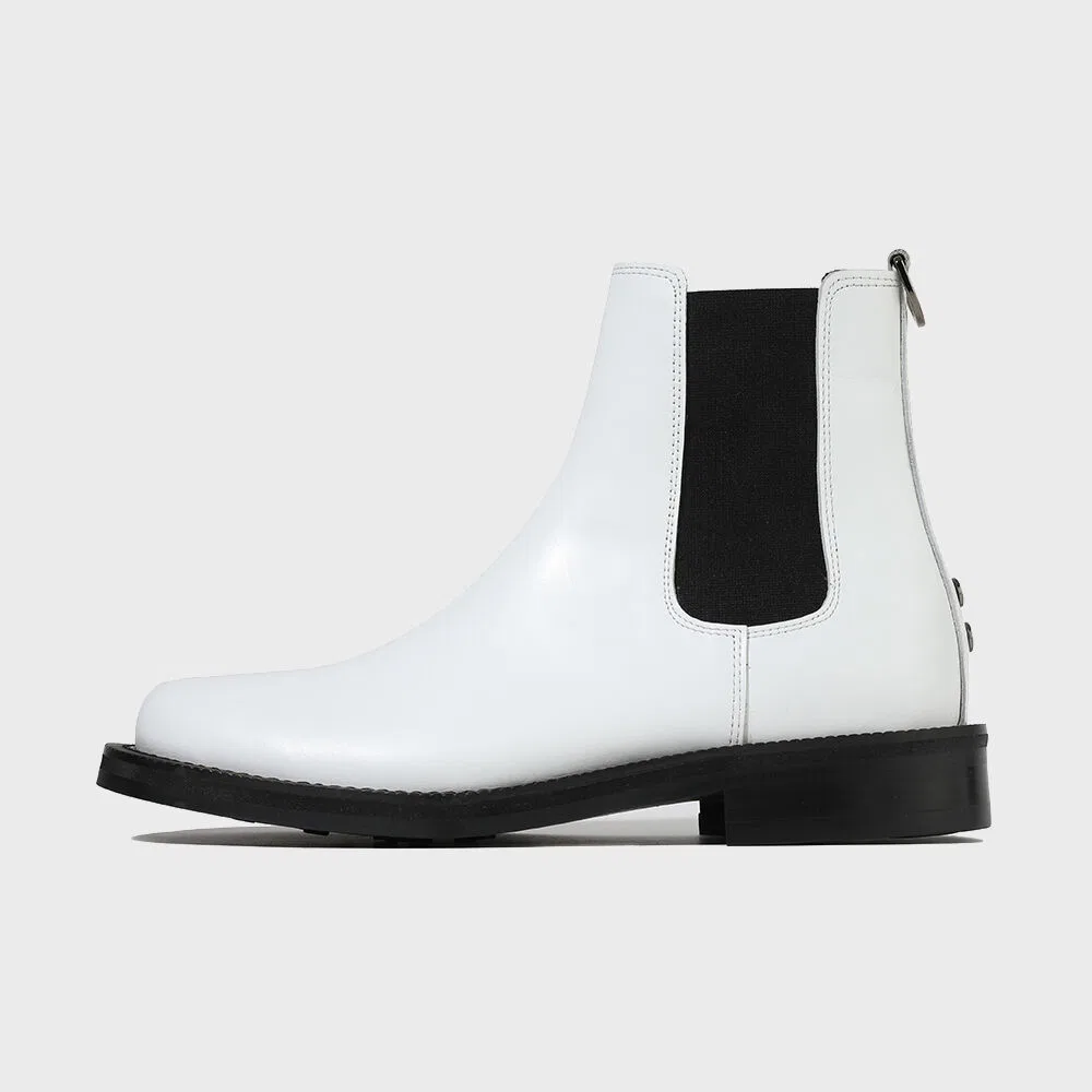 Мужские челси на плоской подошве с круглым носком и подошвой Vibram, цвет Cream White, от Firenze.A — фото 2