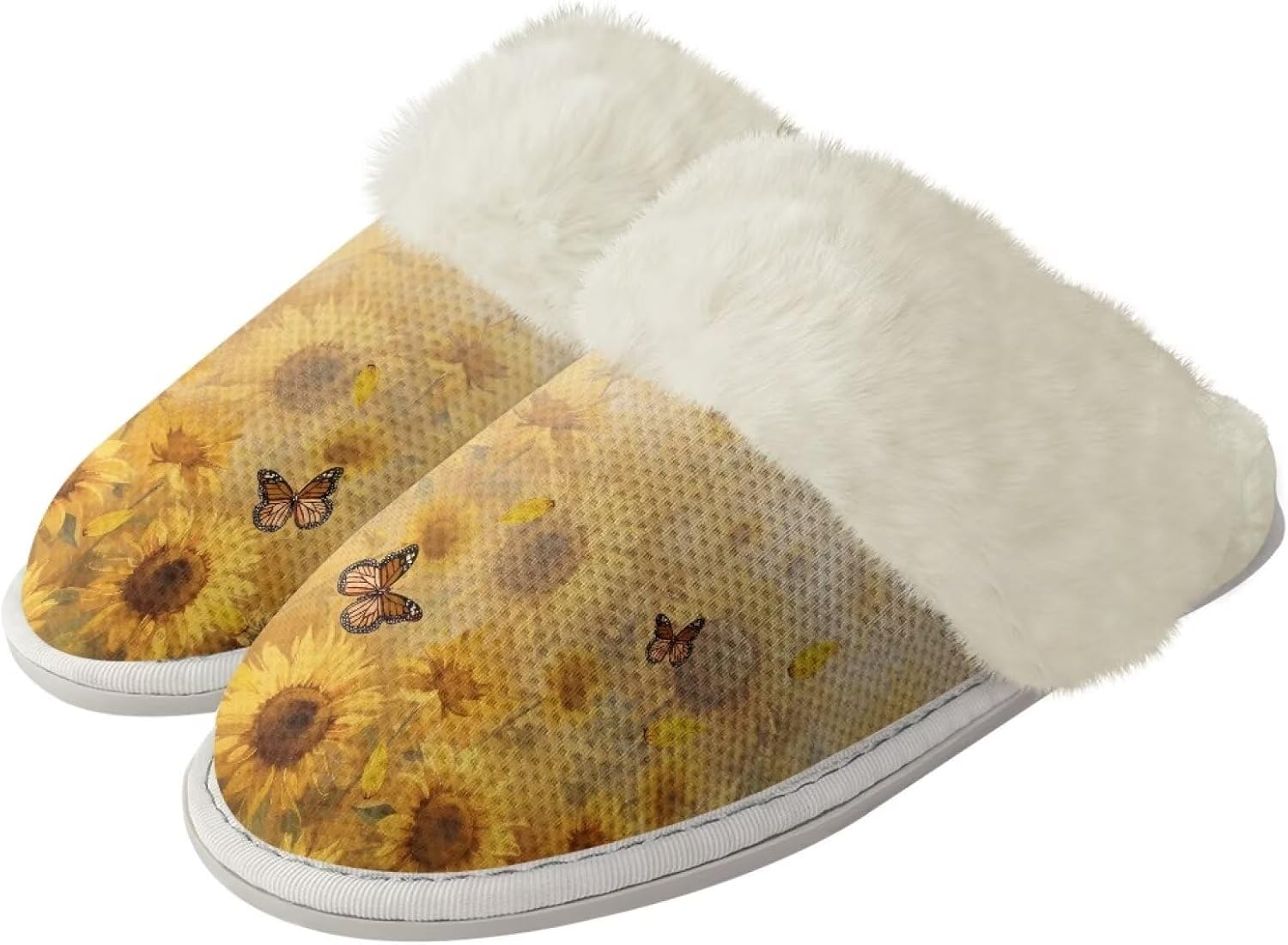 

Тапочки Glomenade для женщин и мужчин с отделкой из фланели, домашние туфли с памятью формы, закрытым носком и мягкой подошвой, для использования дома и на улице, желтый