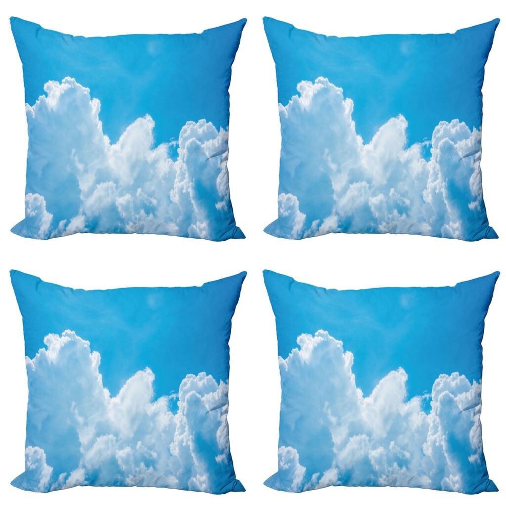 

ABAKUHAUS Набор чехлов для подушек Clouds (4 предмета), Clouds and Sky, современная двусторонняя цифровая печать, 50 x 50 см, синий белый