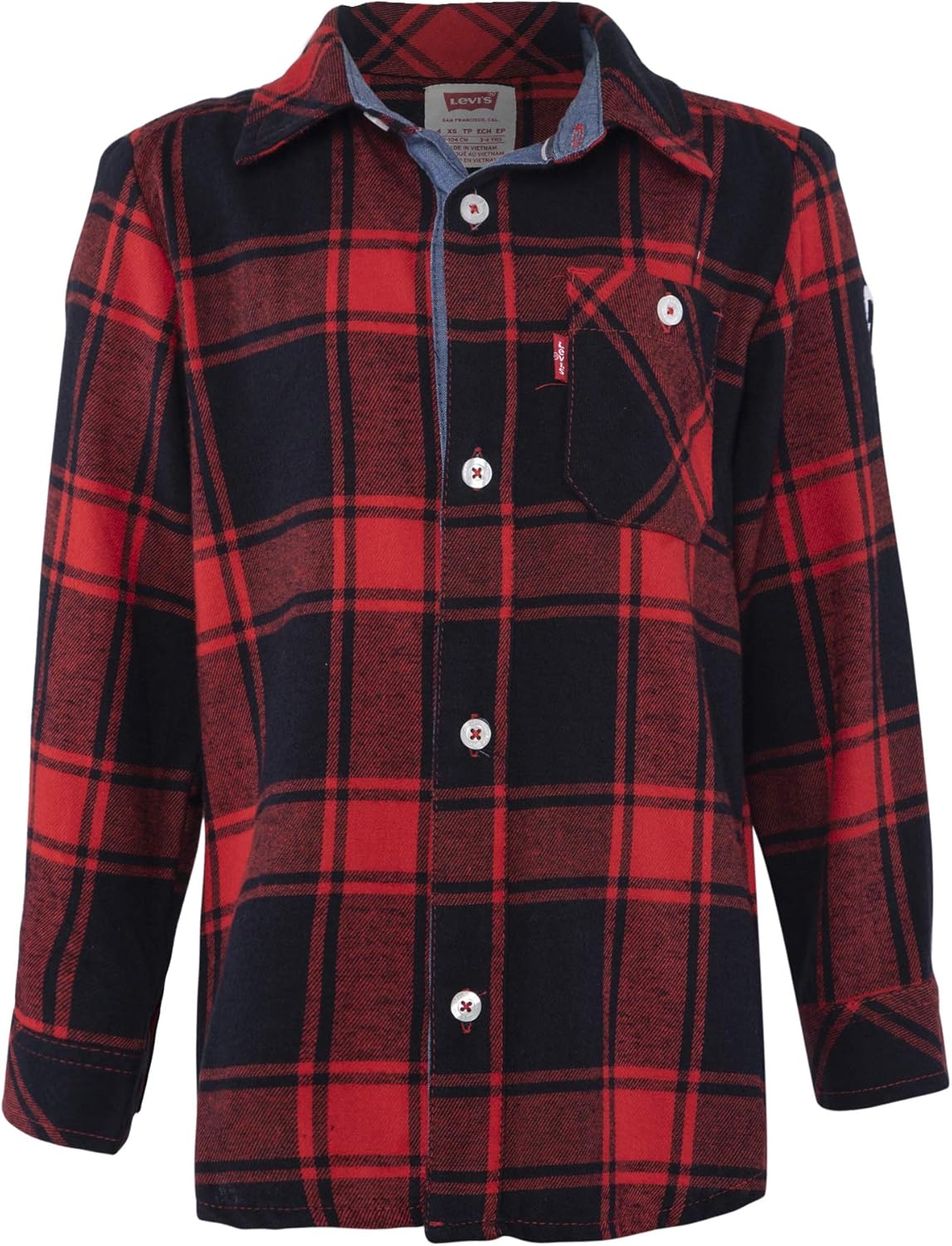 

Рубашка Levi's для мальчиков с длинным рукавом и одним карманом на пуговицах, Aura Orange