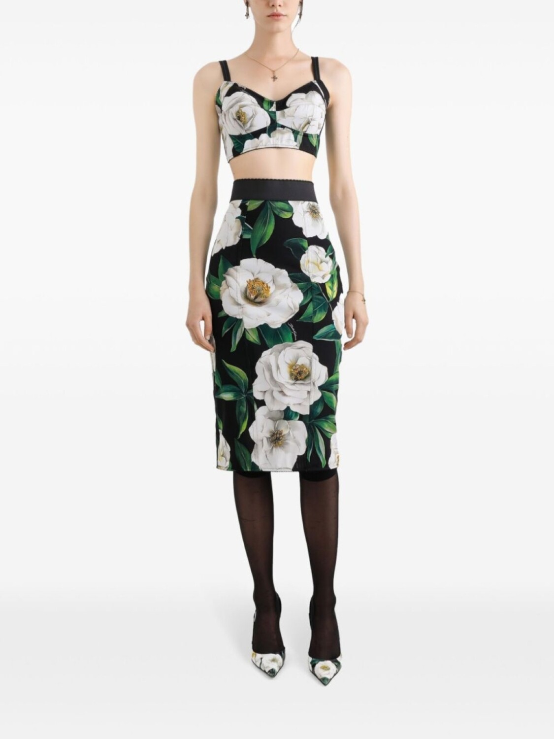 Юбка с цветочным принтом Dolce & Gabbana, черный — фото 2