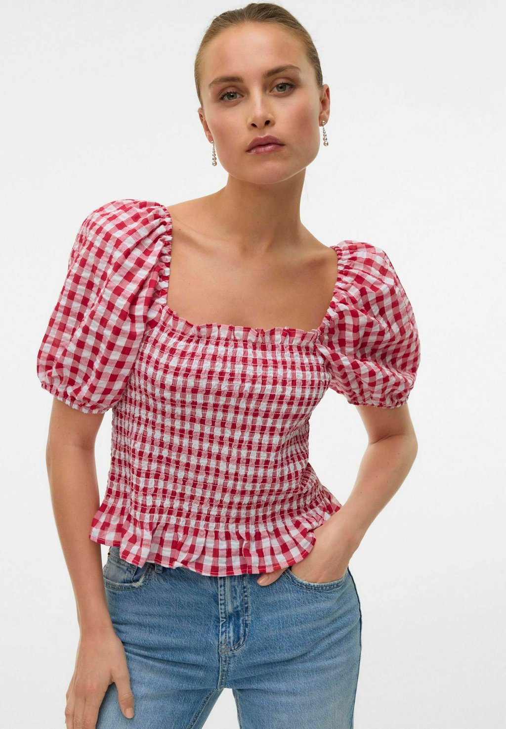 

Блуза GESMOKTES VMCARRIE Vero Moda, темно-красный