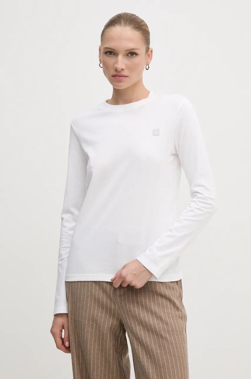 

Хлопковый топ с длинными рукавами Calvin Klein Jeans, белый