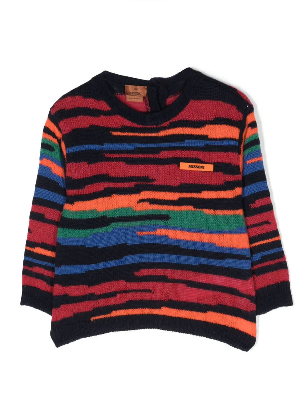 

Джемпер с интарсией и нашивкой-логотипом Missoni Kids, синий