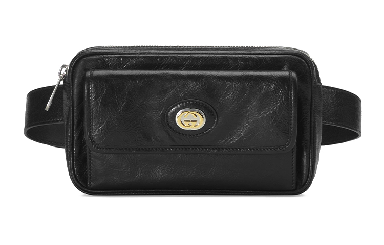 

Gucci Кожаная поясная сумка унисекс, черная